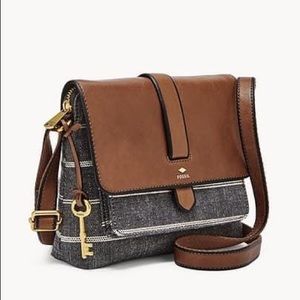Fossil Kinley striped crossbody purse med size EUC